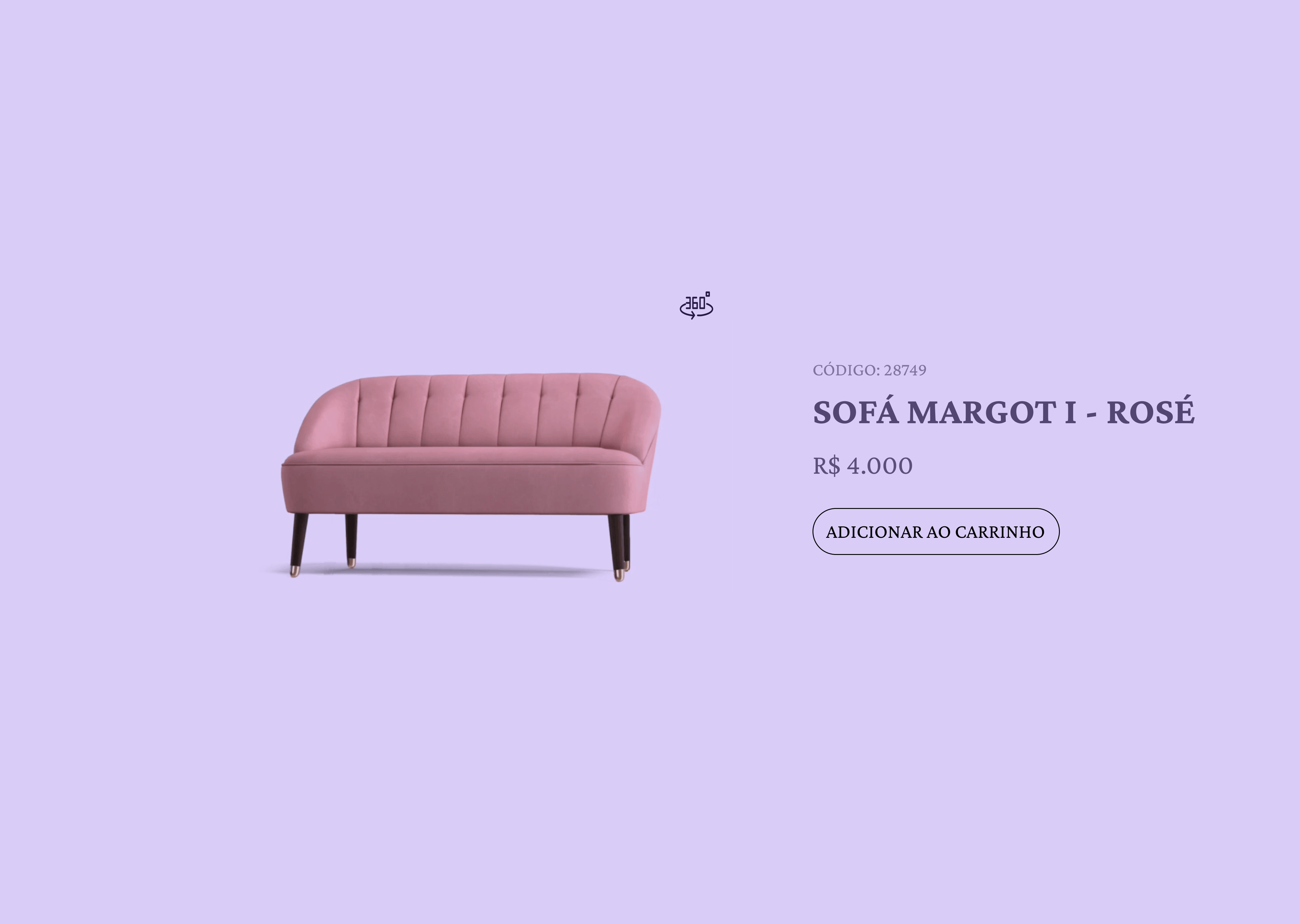 um sofa como um exemplo de um card de produto